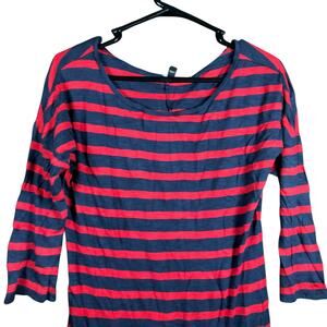 Express Womens Sweater Dress Red Blue Striped Scoop Neck Modal Blend M